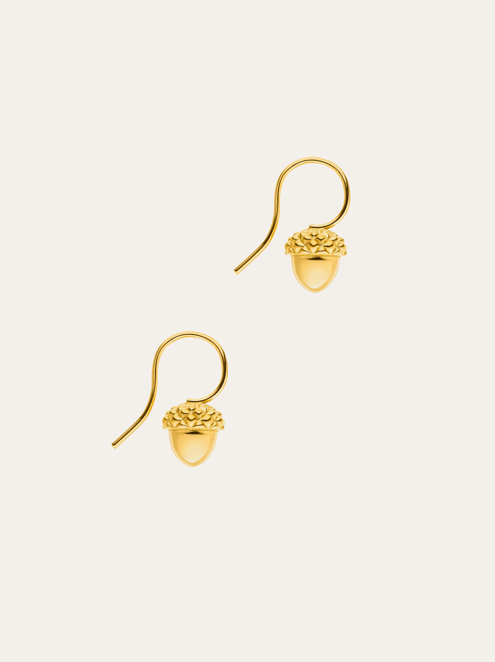 Idamari Acorn Drop Earrings: Sterling Silver with 18ct Gold Plating, Intricate Design, Radiant Finish. Lightweight and Elegant.